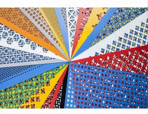 Slotted Hole Punched Metal Screen อะลูมิเนียม Perforated Panels หลายสี